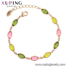 75422 Xuping estilos perfeitos preciosos multiplicar cores ouro encantos pulseira cheia